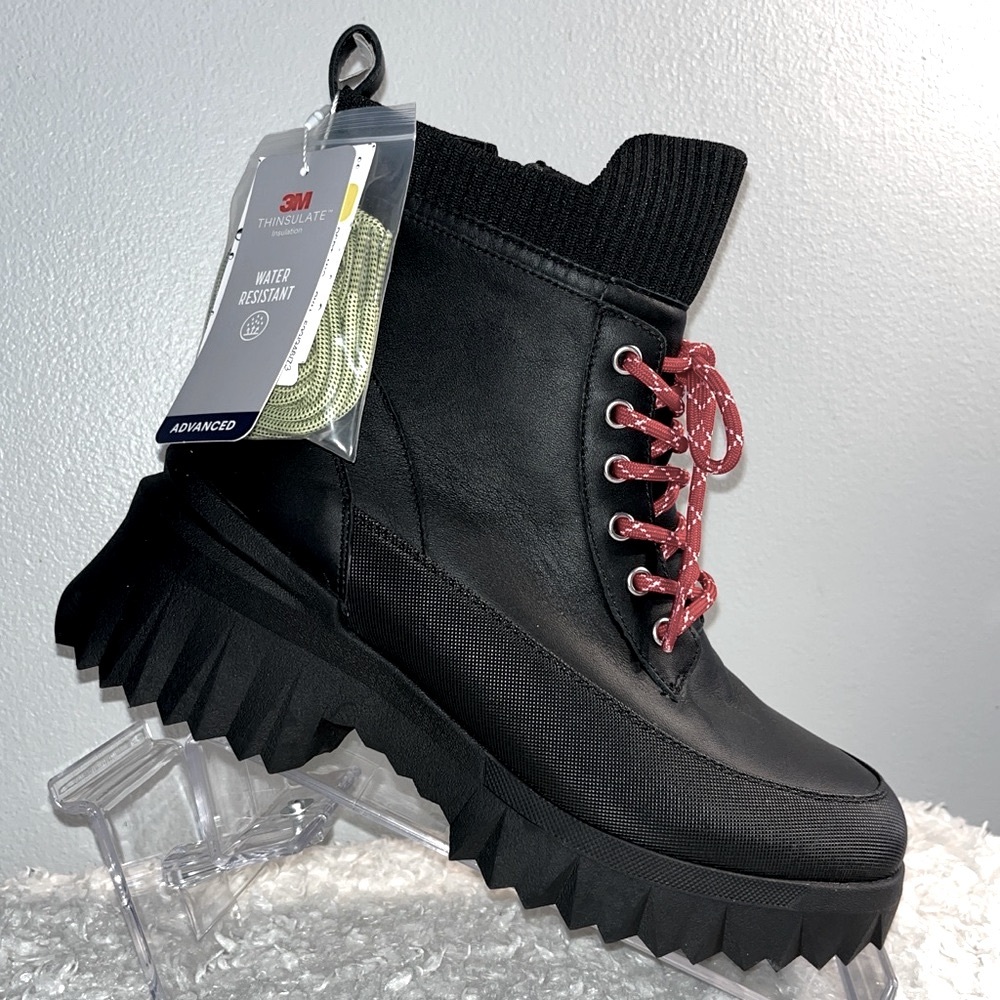 Nurture Rebalance 3M Water Resistant Leather Lug Sole Platform Boots - Picture 3 of 10
